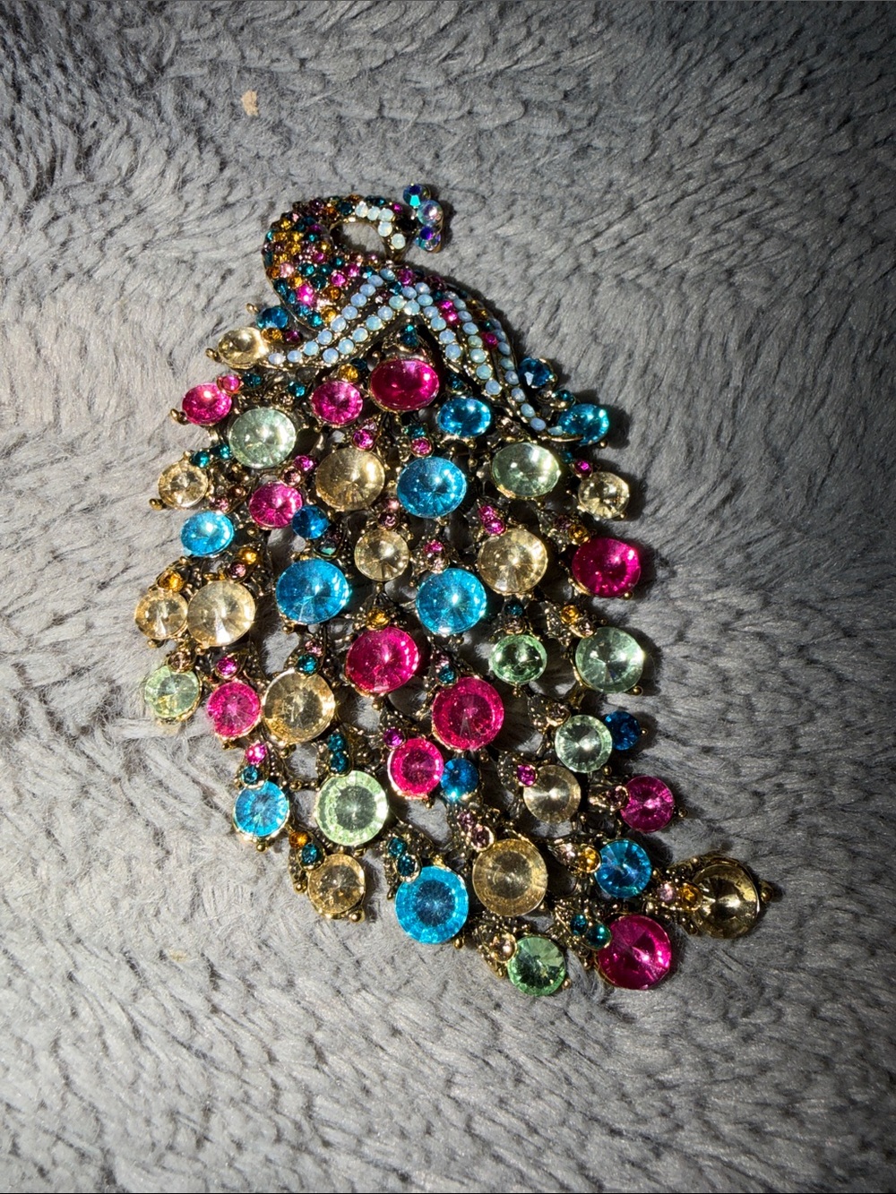 Multicolor Crystal Peacock Brooch - Women Jewelry